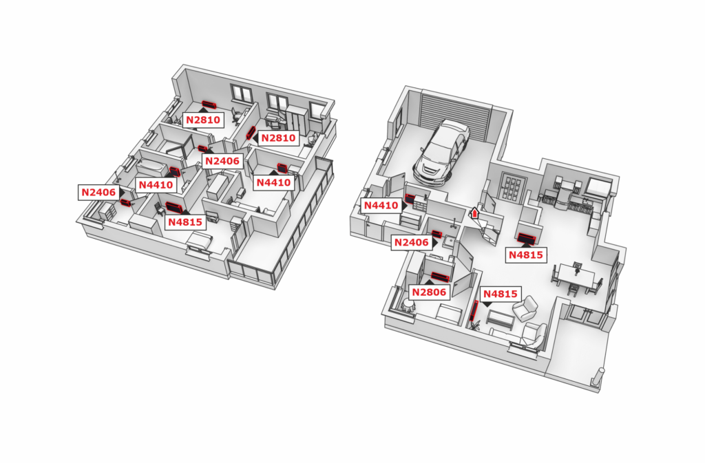 Prawidłowy dobór i rozmieszczenie grzejników NOGEN w dwupiętrowym domu 150 m2.